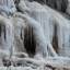 Cachoeira completamente congelada no Zion National Park, em Utah, nos Estados Unidos